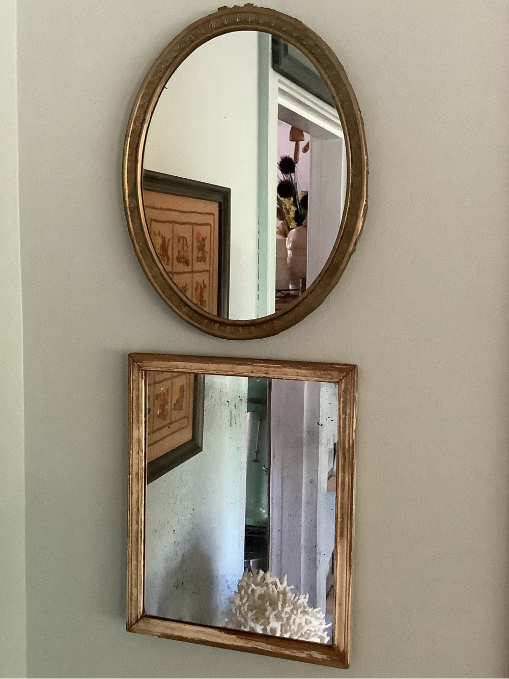 Antique Oval and Square Wall Mirrors